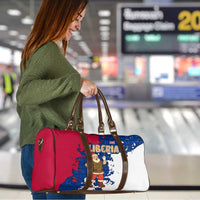 Liberia Christmas Travel Bag with Santa Claus Map Graphic and Red Blue Festive - Wonder Print Shop