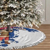 Liberia Christmas Tree Skirt with Santa Claus Map Graphic and Red Blue Festive - Wonder Print Shop