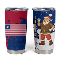 Liberia Christmas Tumbler Cup with Santa Claus Map Graphic and Red Blue Festive - Wonder Print Shop