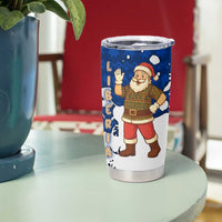 Liberia Christmas Tumbler Cup with Santa Claus Map Graphic and Red Blue Festive - Wonder Print Shop