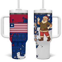 Liberia Christmas Tumbler With Handle with Santa Claus Map Graphic and Red Blue Festive - Wonder Print Shop