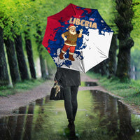 Liberia Christmas Umbrella with Santa Claus Map Graphic and Red Blue Festive - Wonder Print Shop