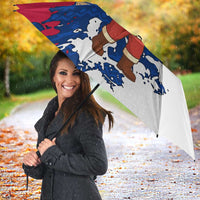 Liberia Christmas Umbrella with Santa Claus Map Graphic and Red Blue Festive - Wonder Print Shop