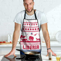 Liberia Christmas Apron with Red Wildlife Silhouettes and White Blue Holiday - Wonder Print Shop