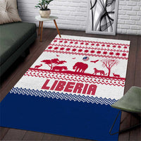 Liberia Christmas Area Rug with Red Wildlife Silhouettes and White Blue Holiday - Wonder Print Shop