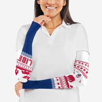 Liberia Christmas Arm Sleeves with Red Wildlife Silhouettes and White Blue Holiday - Wonder Print Shop