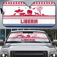 Liberia Christmas Auto Sun Shade with Red Wildlife Silhouettes and White Blue Holiday - Wonder Print Shop