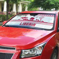 Liberia Christmas Auto Sun Shade with Red Wildlife Silhouettes and White Blue Holiday - Wonder Print Shop