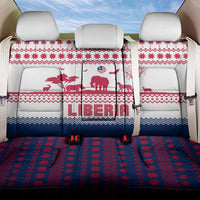 Liberia Christmas Back Car Seat Cover with Red Wildlife Silhouettes and White Blue Holiday - Wonder Print Shop