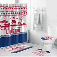 Liberia Christmas Bathroom Set with Red Wildlife Silhouettes and White Blue Holiday - Wonder Print Shop