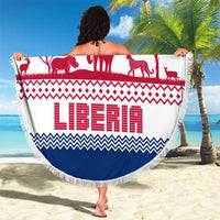 Liberia Christmas Beach Blanket with Red Wildlife Silhouettes and White Blue Holiday - Wonder Print Shop