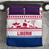 Liberia Christmas Bedding Set with Red Wildlife Silhouettes and White Blue Holiday - Wonder Print Shop