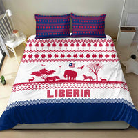 Liberia Christmas Bedding Set with Red Wildlife Silhouettes and White Blue Holiday - Wonder Print Shop