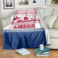 Liberia Christmas Blanket with Red Wildlife Silhouettes and White Blue Holiday - Wonder Print Shop
