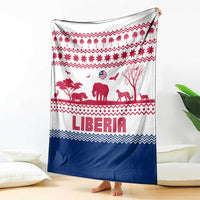 Liberia Christmas Blanket with Red Wildlife Silhouettes and White Blue Holiday - Wonder Print Shop