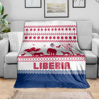 Liberia Christmas Blanket with Red Wildlife Silhouettes and White Blue Holiday - Wonder Print Shop