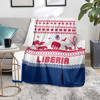 Liberia Christmas Blanket with Red Wildlife Silhouettes and White Blue Holiday - Wonder Print Shop