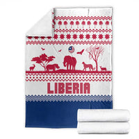 Liberia Christmas Blanket with Red Wildlife Silhouettes and White Blue Holiday - Wonder Print Shop