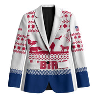 Liberia Christmas Blazer with Red Wildlife Silhouettes and White Blue Holiday - Wonder Print Shop