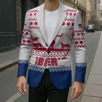 Liberia Christmas Blazer with Red Wildlife Silhouettes and White Blue Holiday - Wonder Print Shop