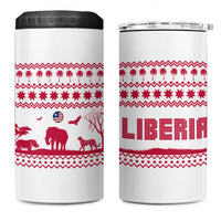 Liberia Christmas 4 in 1 Can Cooler Tumbler with Red Wildlife Silhouettes and White Blue Holiday - Wonder Print Shop