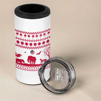 Liberia Christmas 4 in 1 Can Cooler Tumbler with Red Wildlife Silhouettes and White Blue Holiday - Wonder Print Shop