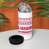 Liberia Christmas 4 in 1 Can Cooler Tumbler with Red Wildlife Silhouettes and White Blue Holiday - Wonder Print Shop