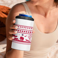 Liberia Christmas 4 in 1 Can Cooler Tumbler with Red Wildlife Silhouettes and White Blue Holiday - Wonder Print Shop
