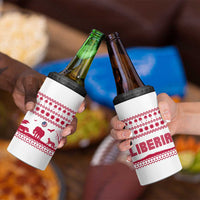 Liberia Christmas 4 in 1 Can Cooler Tumbler with Red Wildlife Silhouettes and White Blue Holiday - Wonder Print Shop