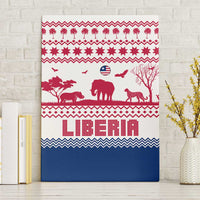 Liberia Christmas Canvas Wall Art with Red Wildlife Silhouettes and White Blue Holiday - Wonder Print Shop