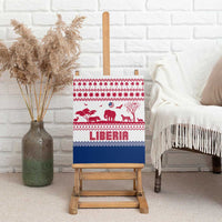 Liberia Christmas Canvas Wall Art with Red Wildlife Silhouettes and White Blue Holiday - Wonder Print Shop