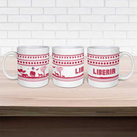 Liberia Christmas Ceramic Mug with Red Wildlife Silhouettes and White Blue Holiday - Wonder Print Shop