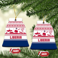 Liberia Christmas Ceramic Ornament with Red Wildlife Silhouettes and White Blue Holiday - Wonder Print Shop