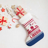 Liberia Christmas Stocking with Red Wildlife Silhouettes and White Blue Holiday - Wonder Print Shop