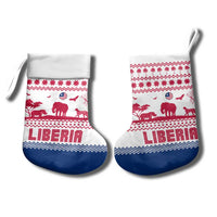 Liberia Christmas Stocking with Red Wildlife Silhouettes and White Blue Holiday - Wonder Print Shop