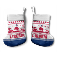 Liberia Christmas Stocking with Red Wildlife Silhouettes and White Blue Holiday - Wonder Print Shop