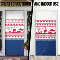 Liberia Christmas Door Cover with Red Wildlife Silhouettes and White Blue Holiday - Wonder Print Shop
