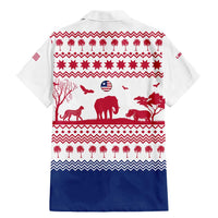 Liberia Christmas Family Matching Mermaid Dress and Hawaiian Shirt with Red Wildlife Silhouettes and White Blue Holiday - Wonder Print Shop