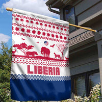 Liberia Christmas Garden Flag with Red Wildlife Silhouettes and White Blue Holiday - Wonder Print Shop