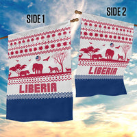 Liberia Christmas Garden Flag with Red Wildlife Silhouettes and White Blue Holiday - Wonder Print Shop
