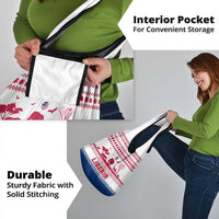 Liberia Christmas Grocery Bag with Red Wildlife Silhouettes and White Blue Holiday - Wonder Print Shop