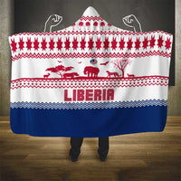 Liberia Christmas Hooded Blanket with Red Wildlife Silhouettes and White Blue Holiday - Wonder Print Shop