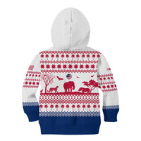Liberia Christmas Kid Hoodie with Red Wildlife Silhouettes and White Blue Holiday - Wonder Print Shop