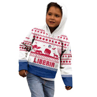 Liberia Christmas Kid Hoodie with Red Wildlife Silhouettes and White Blue Holiday - Wonder Print Shop
