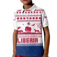 Liberia Christmas Kid Polo Shirt with Red Wildlife Silhouettes and White Blue Holiday - Wonder Print Shop