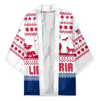 Liberia Christmas Kimono with Red Wildlife Silhouettes and White Blue Holiday - Wonder Print Shop