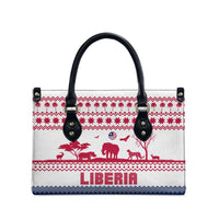 Liberia Christmas Leather Bag with Red Wildlife Silhouettes and White Blue Holiday - Wonder Print Shop