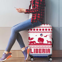 Liberia Christmas Luggage Cover with Red Wildlife Silhouettes and White Blue Holiday - Wonder Print Shop