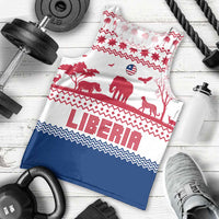 Liberia Christmas Men Tank Top with Red Wildlife Silhouettes and White Blue Holiday - Wonder Print Shop