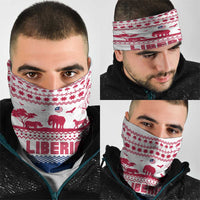 Liberia Christmas Neck Gaiter with Red Wildlife Silhouettes and White Blue Holiday - Wonder Print Shop
